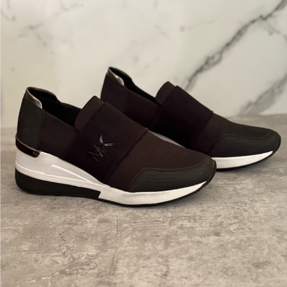 Michael Kors Men's Black and White Slip-On Sneakers
